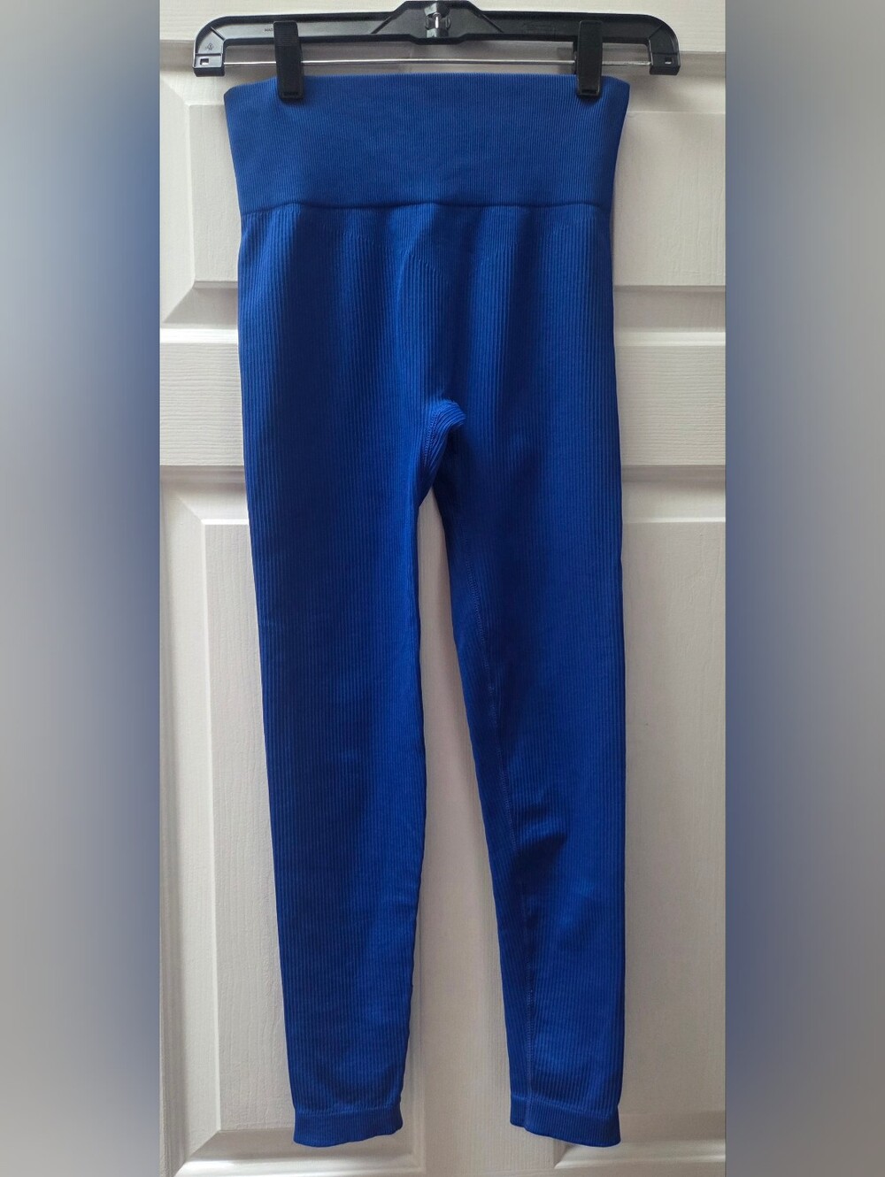 Womens High-Waist Ribbed Leggings - Blue